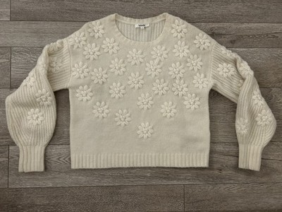 Splendid Collection Womens Sweater - Cream - Knit Cable Fisherman Size Small