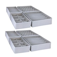 8 Pack Foldable Drawer Light Grey Drawer Organizer for Clothes 8 Pack 
