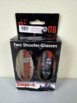 Vintage The Simpsons Two Shooter Glasses 2001 New Old Stock