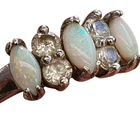 Sterling Silver Opal Ring Cubic Zirconia 925 Vintage Size 6 AU L 1/2 Hallmarked
