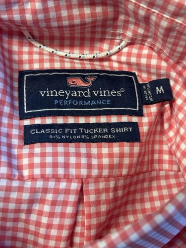 Vineyard Vines Mens Performance Classic Fit Tucker Shirt Medium Pink/White Check - Picture 6 of 6