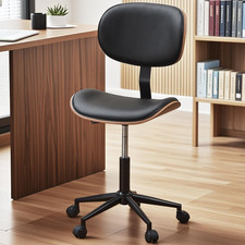 Small Office Chair with Bentwood Back Support, Armless Desk Chair with 360 Swiv