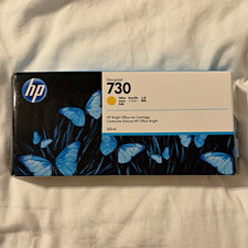 HP DesignJet 730 Yellow Ink Cartridge 300ml Hi-yield P2V70A OEM Sealed Exp 7/25