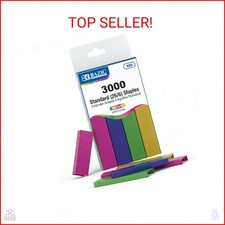 BAZIC Staples Standard 26/6 Metallic Color 3000/Pack, Stapler Refill Standard
