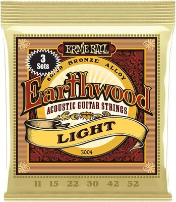 Earthwood Light Akustik-Gitarrensaiten, 80/20-Bronze, 3 Pakete, Stärke 11?52