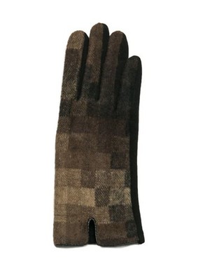 Sherry Plaid Touchscreen Winter Gloves Black & Brown by Top It Off