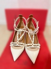 Valentino Garavani Strap Pumps Leather White Women's Size EU38/US8