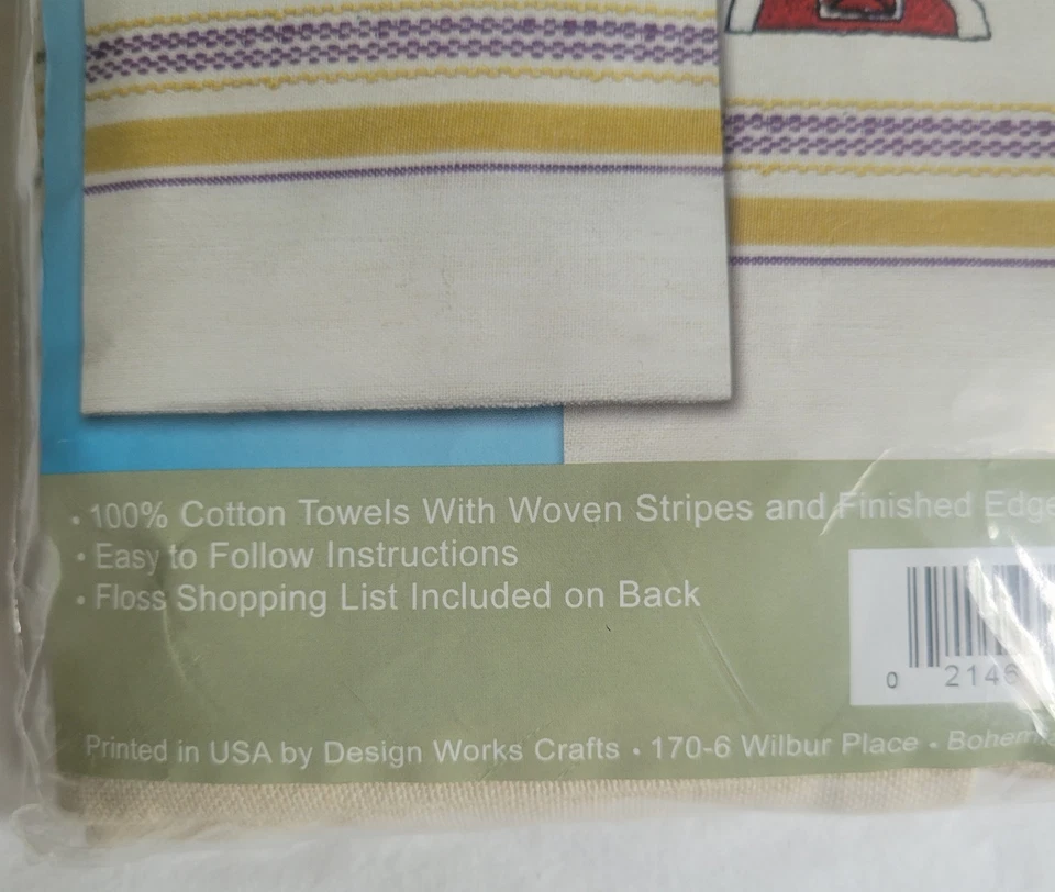 Vtg Tobin Stamped For Stitch Work 2 Pc Set ROOSTER Kitchen Towels All Cotton NIP - Image 4 of 4