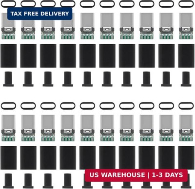 AITRIP 20pcs USB 3.1 Type C Connector 24 Pins Male Jack Tail Plug Electric Termi