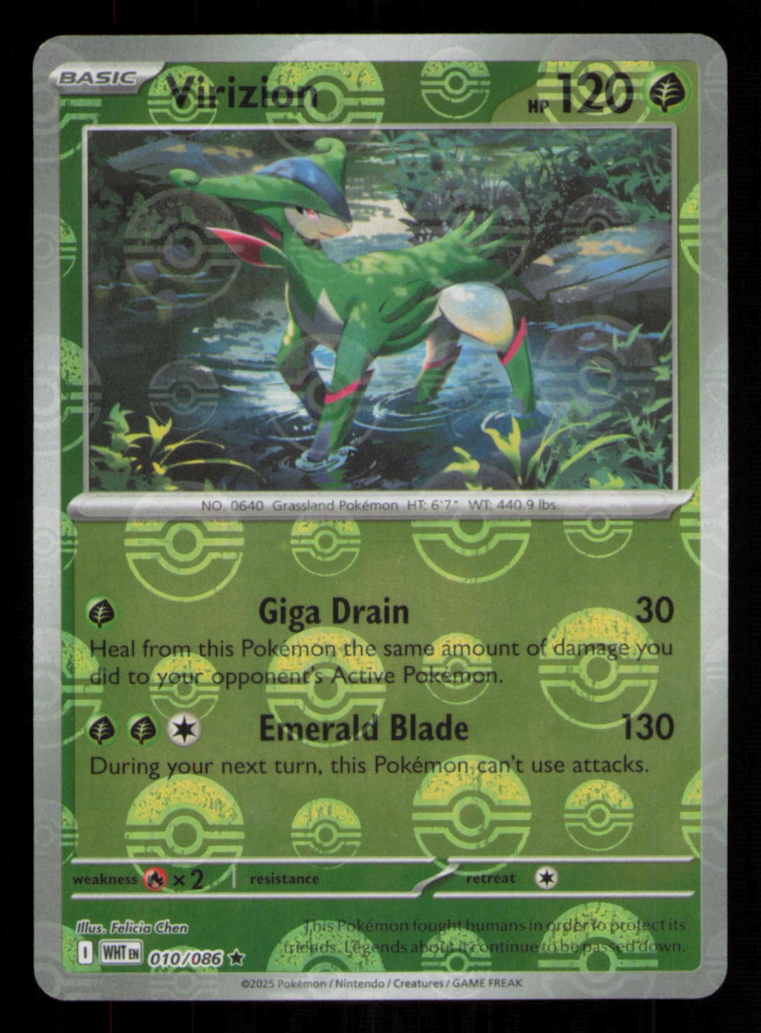 Virizion (Poke Ball Pattern) Rare SV: White Flare 010/086 NM