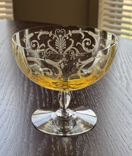 Set 2 calici pompelmo Versailles vetro giallo topazio Fostoria - Foto 3 di 17