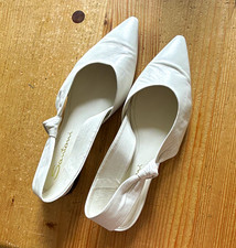 Santoni Damen Ballerinas aus Leder weiß spit...