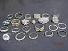 Vintage Ring Collection Lot Different Size Costume Jewelry Gold Tone Sterling