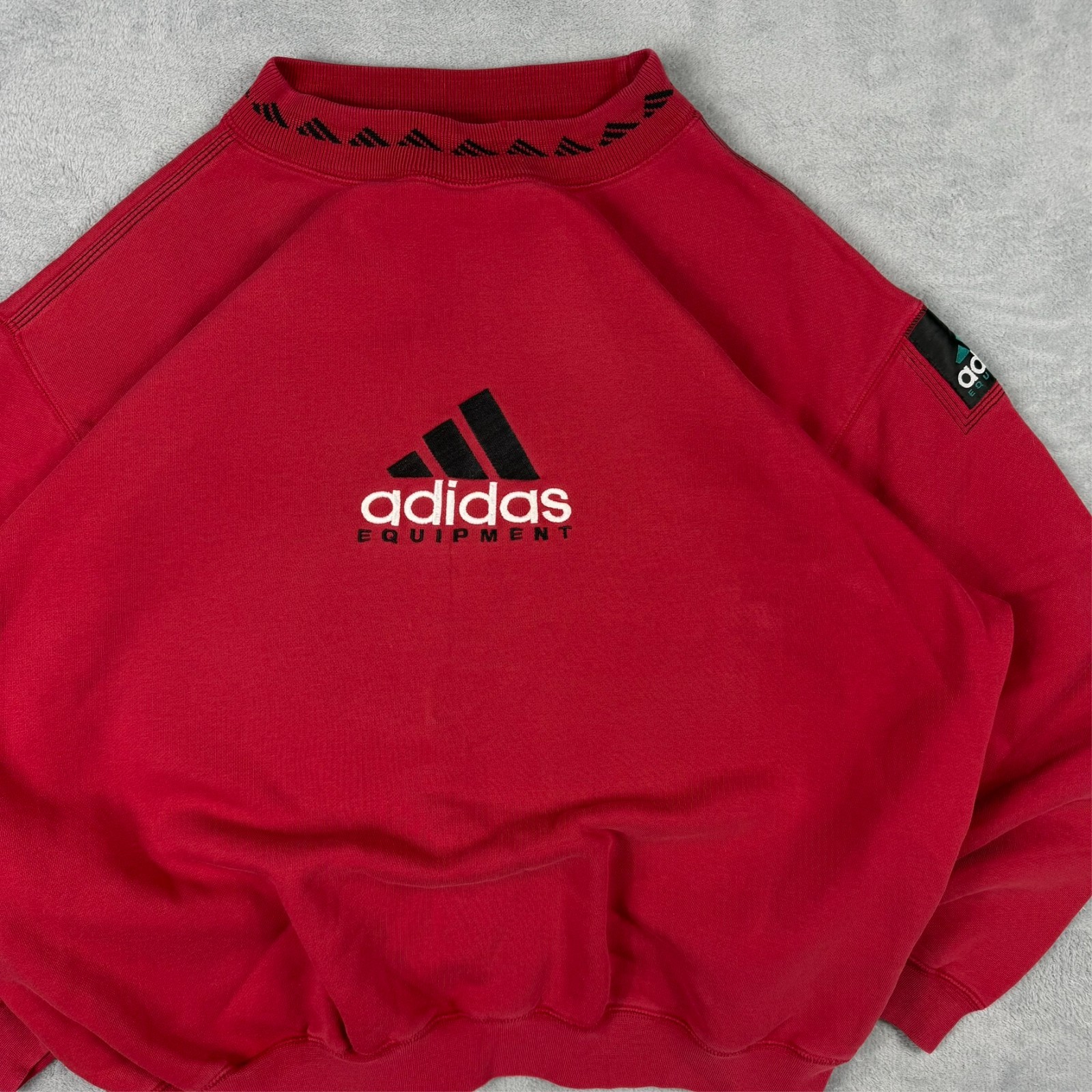 Vintage Adidas Equipment 90's Red Heavyweight 42/44 / Oversized XL Sweatshirt image 3