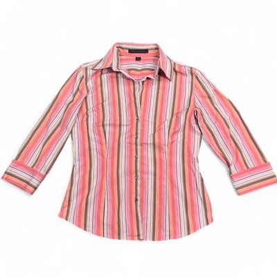 Express Design Studio Button Up Shirt Top Womens Size Medium Pink Striped