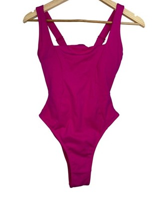 NWT TA3 Hi Cut Squarey Lace Up Pink One Piece Swimsuit Womens Size M Reg/Long