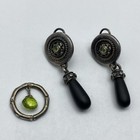 Samuel B Sterling Silver 925 Peridot Earring & Pendant Set 18K Gold Posts 29g — photo 1