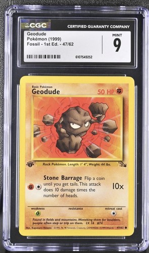 Geodude (1st Edition) graded CGC 9 for sale on eBay