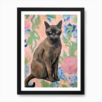 Eine burmesische Katze Gemälde, Impressioni gerahmtes Wandbild Poster Leinwanddruck Bild