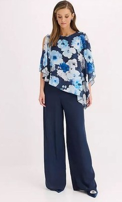 FREEMANS Floral Print Jumpsuit mit Umlege-Optik in Navy   Ärmellos, Rundhals