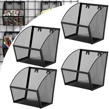 4 Pack Grid Wall Baskets Metal Wire Storage Basket Hanging Wall Mount Bins Co...
