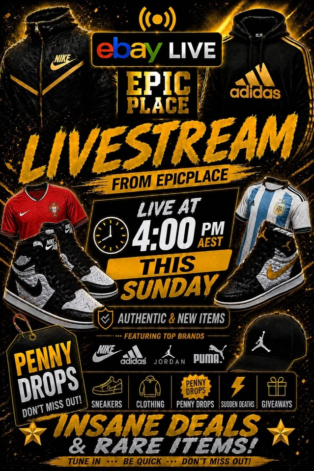 🔥EpicPlace - LIVESTREAM | PENNY DROPS | Sneakers and Clothing | $1 Starts✅
