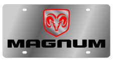 Chrome Dodge Magnum Logo Emblem Premium Steel License Plate With 3d Red Logo