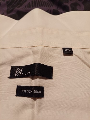 BHS Smart Men's L/s Cotton rich Shirt - Size 42/L 16.5 Neck - Picture 2 of 6