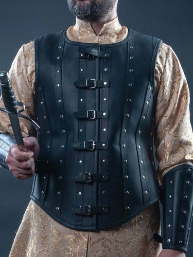 Medieval Leather Jacket for reenactments, Historical leather Armor Jacket - Picture 6 of 8