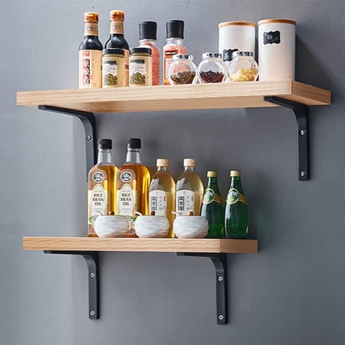 Wall Shelf Bracket 6 x 5 Inch Black Iron Metal L Shaped Corner Support 4PCS - Picture 4 of 7