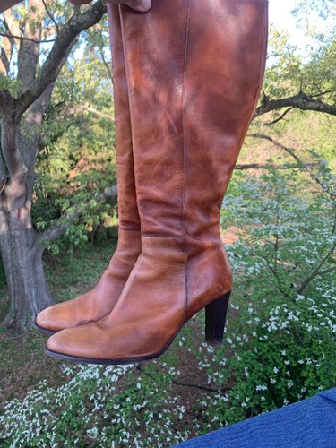 J CREW Bryant Distressed Brown Leather High Heel BOOTS Women Shoes Sz 11 👣b6 - Picture 2 of 12