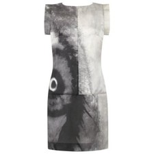 GIVENCHY Couture S/S 1999 ALEXANDER McQUEEN Black White Abstract Eye Print Dress