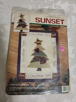 Christmas Banner Felt And Applique Sunset. O' Christmas Tree 