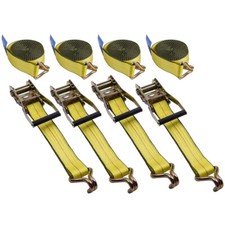 4 PACK Tie Down Straps Ratchet J Hook Heavy Duty 10000 lbs 2''x 27ft