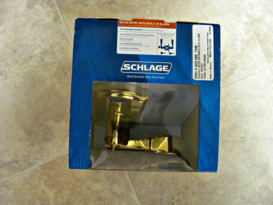 Alarma incorporada de entrada con llave de latón SCHLAGE - TOTALMENTE NUEVA - CÁMARA FE51 V ACC 505 Foto 4 de 4
