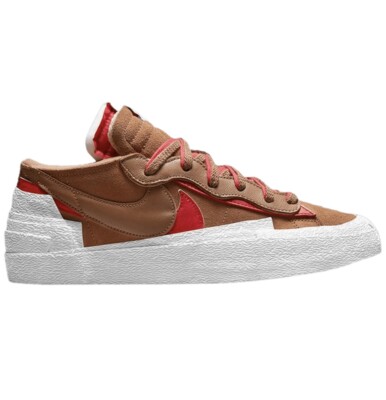 NIKE BLAZER LOW / SACAI LT BRITISH TAN-RED MENS SZ 5   WMNS SZ 6.5 [DD1877-200]