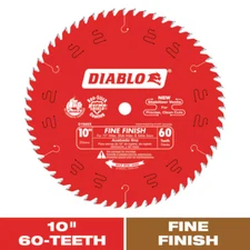 Diablo 10 in. x 60-Teeth Fine Finish Saw Blade Wood Cutting Circular Blade, Red