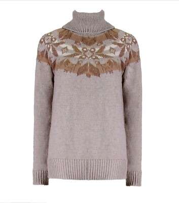 NEU RALPH LAUREN Damen Beige Woole Mischung Roll Kragen Knit Pullover M L $165