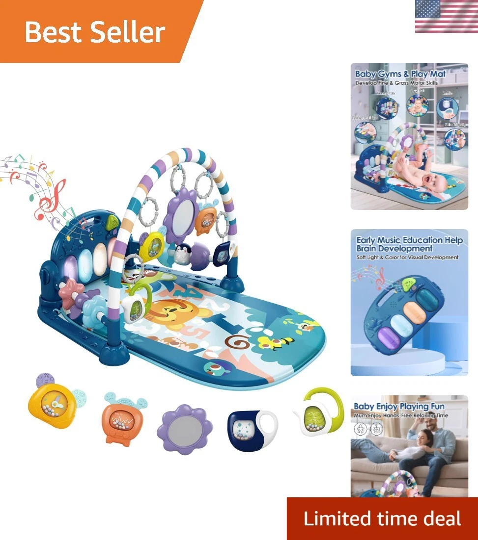 Musical Baby Play Mat & Gym with 5 Sensory Toys - Early Development 0-12M
