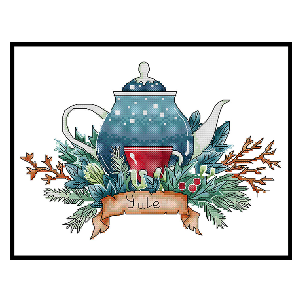 Partial Embroidery Teapot Stamped Canvas 14CT DIY Cross Stitch Kits