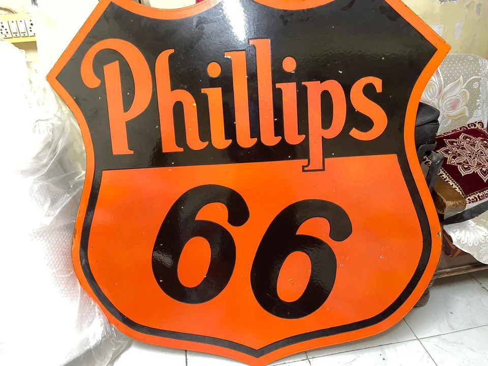 Phillips 66 Rare Porcelain Enamel Heavy Metal Sign Double  Side - Image 2 of 4