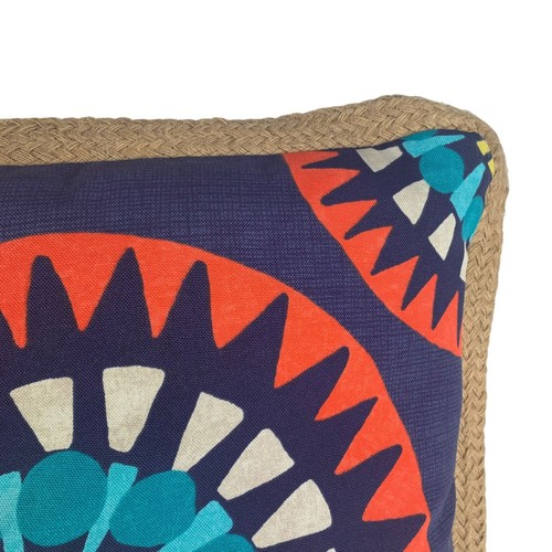 Allen + Roth Mandala Pattern Decorative Throw Pillow Geometric Jute Edge 17x17 - Picture 3 of 9