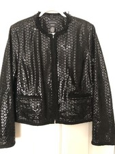 Doncaster Suede Leather Jacket With Shining 5 Petal Imprint Size 18 New Fringe