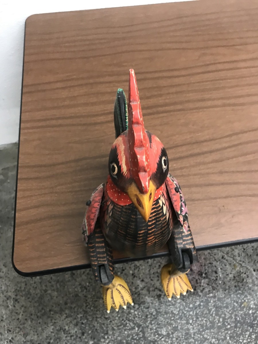 Solid Wood Hand Painted Rooster Chicken With Movable Legs And