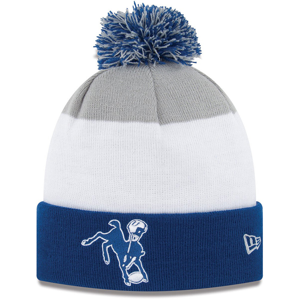 YOUTH New Era Indianapolis Colts On Field Classic Knit Fleece Hat Cap Pom  Beanie
