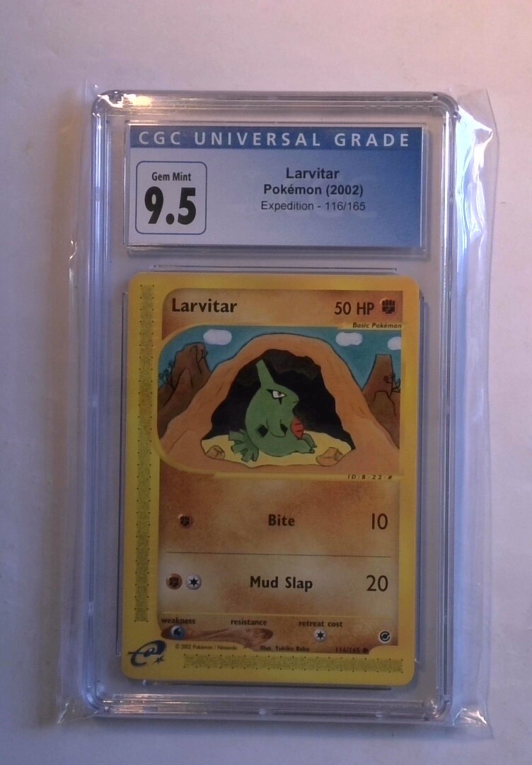 Pokemon Card Larvitar CGC 9.5 Mint+, Expedition 116/165, WOTC 2002