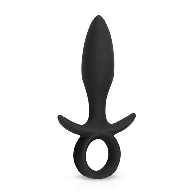 Analplug mit Vibrator - Griff aus Silikon in Schwarz Plug Anal  8719934001435