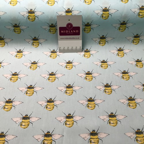 £5.99 100% Cotton Poplin printed bees craft mask Fabric 110 cm MD1398 Mtex - Picture 26 of 40