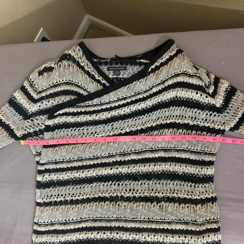 American Eagle top women medium open front striped open knit long sleeve sweater - Picture 7 of 10
