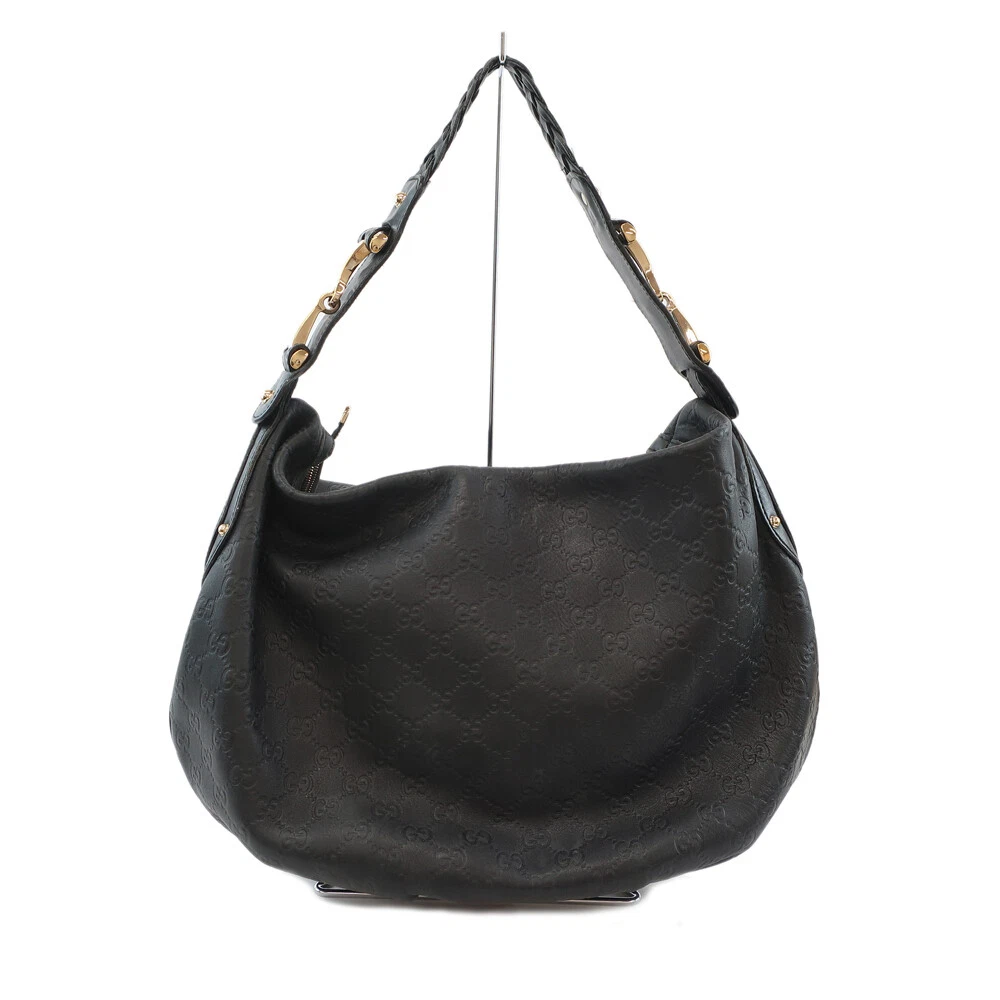 Sac à bandoulière Gucci GG Mark or quincaillerie cuir noir sac femme corps seulement